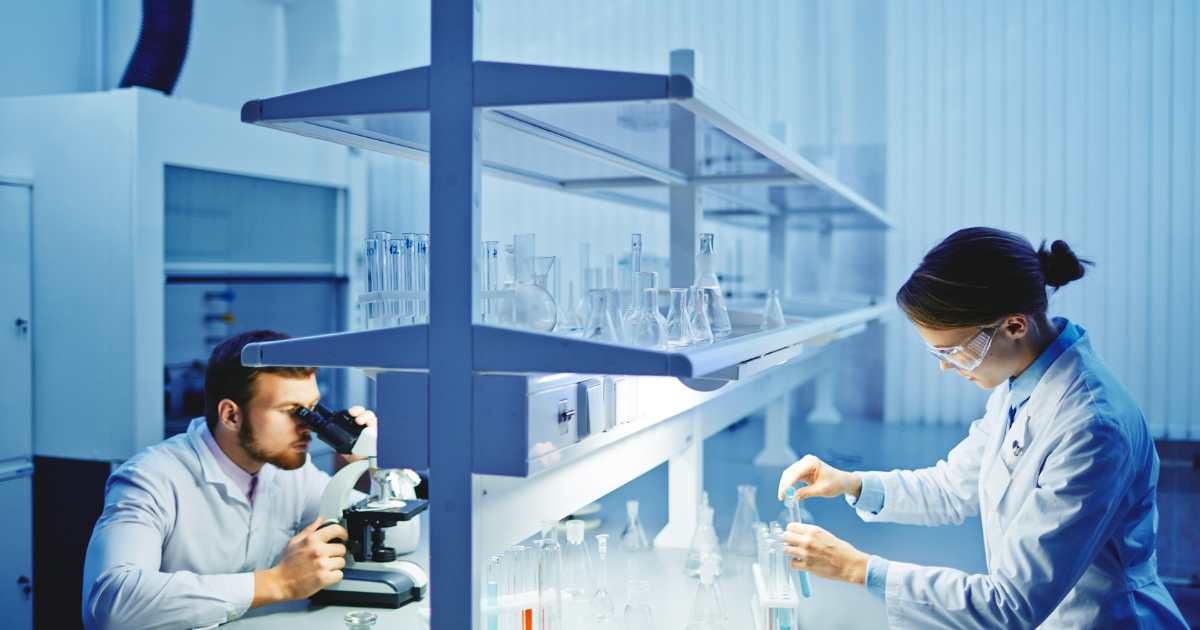 Laboratory staff handling samples during the pre-analytical phase